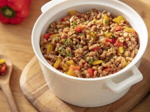 Panela branca com Carne de Soja Moída